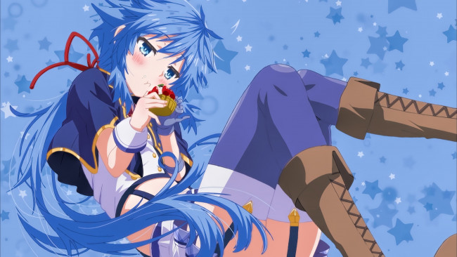 Обои картинки фото аниме, rokudenashi majutsu koushi to akashic records, взгляд, фон, девушка