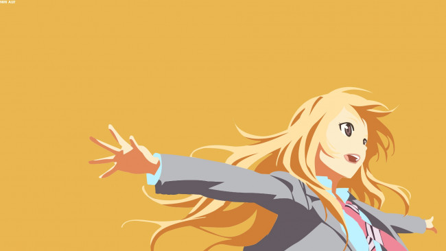 Обои картинки фото аниме, shigatsu wa kimi no uso, девушка, фон, взгляд