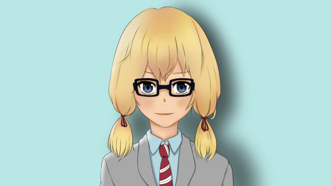 Обои картинки фото аниме, shigatsu wa kimi no uso, девушка, взгляд, фон