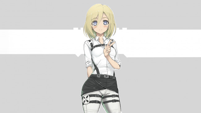 Обои картинки фото аниме, shingeki no kyojin, девушка, взгляд, фон