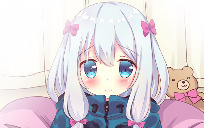 Обои картинки фото аниме, eromanga-sensei, девушка, взгляд, фон