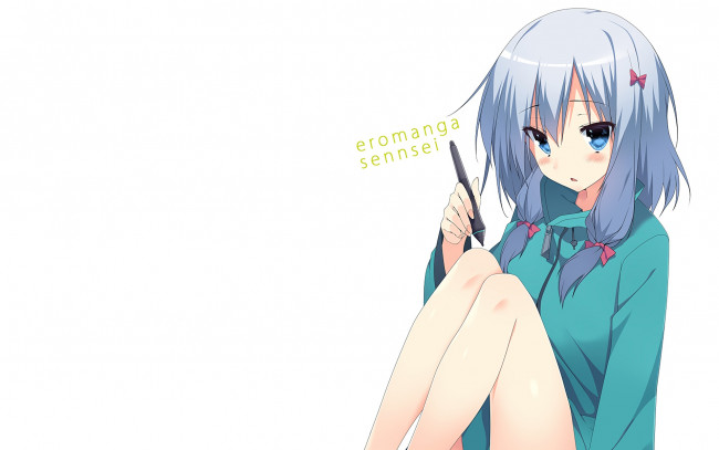 Обои картинки фото аниме, eromanga-sensei, девушка, взгляд, фон