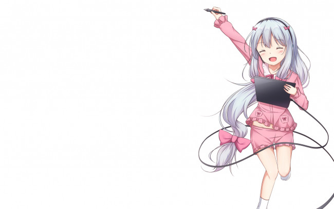 Обои картинки фото аниме, eromanga-sensei, девушка, взгляд, фон