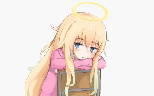 Обои картинки фото аниме, gabriel dropout, девушка, взгляд, фон