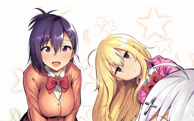 Обои картинки фото аниме, gabriel dropout, девушки, взгляд, фон