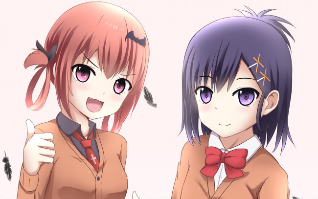 Обои картинки фото аниме, gabriel dropout, фон, взгляд, девушки