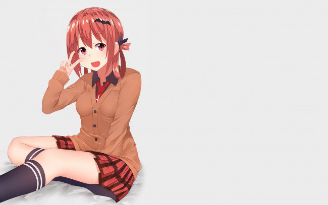 Обои картинки фото аниме, gabriel dropout, взгляд, фон, девушка