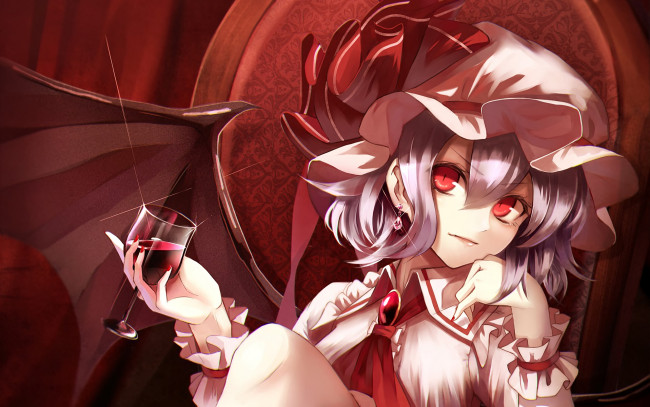 Обои картинки фото аниме, touhou, девушка, взгляд, фон