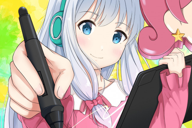 Обои картинки фото аниме, eromanga-sensei, фон, взгляд, девушка