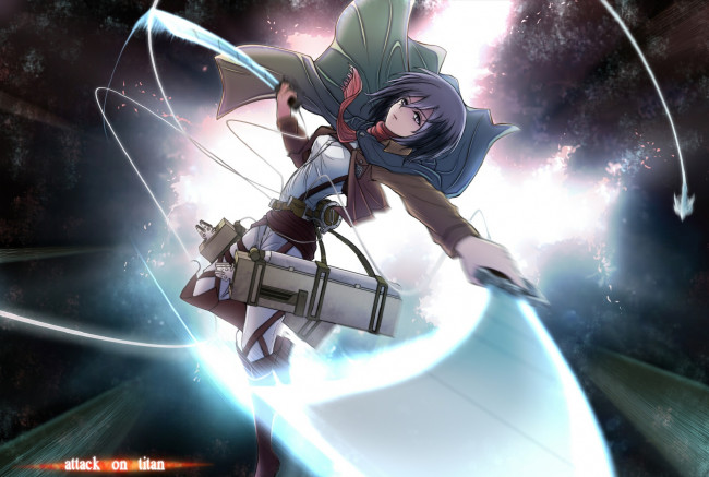 Обои картинки фото аниме, shingeki no kyojin, микаса