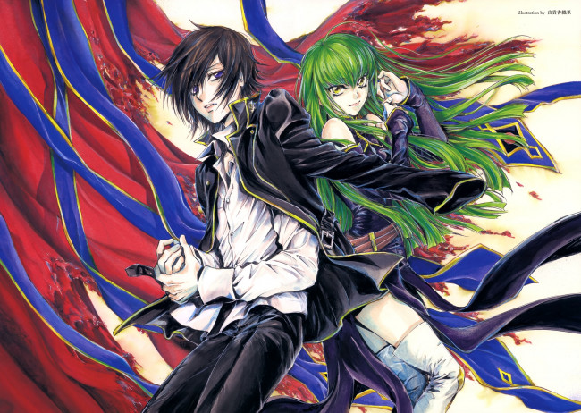 Обои картинки фото аниме, code geass, двое