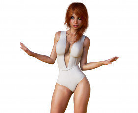 Картинка 3д+графика люди+ people девушка взгляд фон