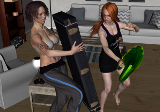 Картинка 3д+графика фантазия+ fantasy борьба фон взгляд девушки