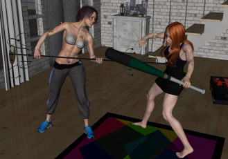 Картинка 3д+графика фантазия+ fantasy борьба фон взгляд девушки