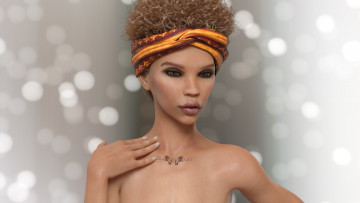 Картинка 3д+графика портрет+ portraits фон взгляд девушка