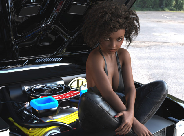 Обои картинки фото 3д графика, люди-авто, мото , people- car ,  moto, фон, взгляд, девушка