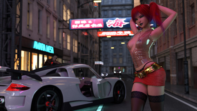 Обои картинки фото 3д графика, люди-авто, мото , people- car ,  moto, фон, взгляд, девушка