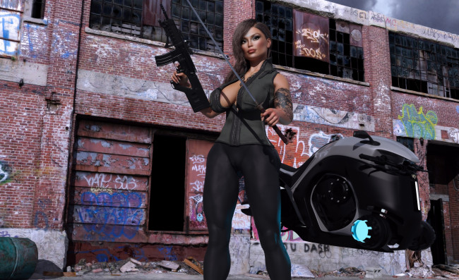 Обои картинки фото 3д графика, фантазия , fantasy, фон, взгляд, девушка