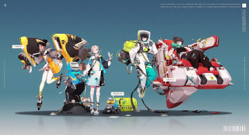 Картинка аниме оружие +техника +технологии люди механизмы