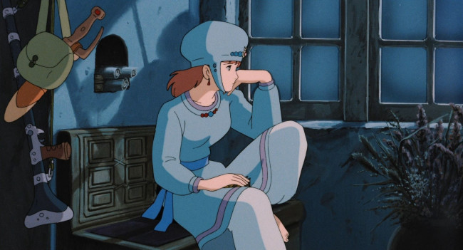 Обои картинки фото аниме, nausicaa of the valley of wind, девушка, оружие, окно