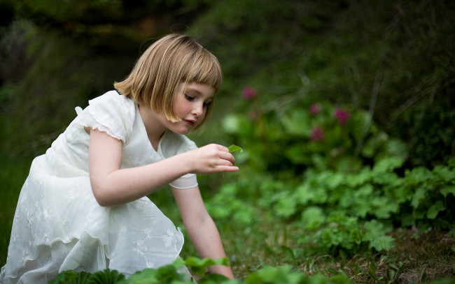 Обои картинки фото разное, люди, девочка, листок