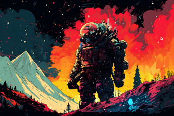 Картинка фэнтези роботы +киборги +механизмы большой робот