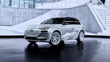 Картинка audi+q6+e-tron+prototype+show+car+suv автомобили audi серебристый здание