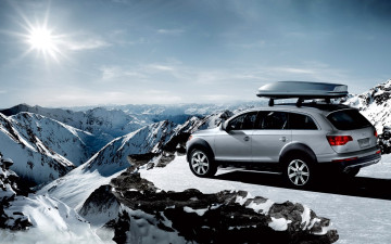 Картинка audi+q7+4 2+quattro автомобили audi белый снег горы солнце