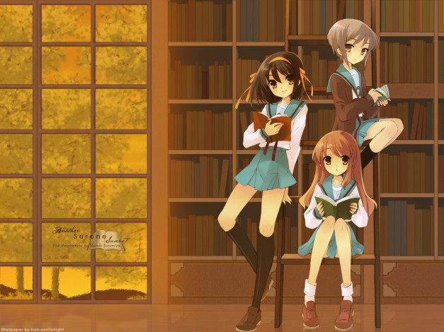 Обои картинки фото аниме, the, melancholy, of, haruhi, suzumiya