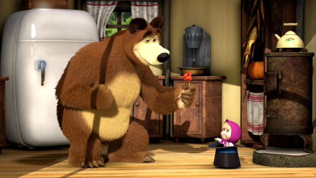 Обои картинки фото мультфильмы, маша, медведь