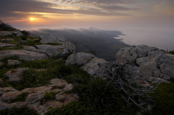 Картинка moutti tis sotiras akamas peninsula cyprus природа побережье тучи небо туман гора море