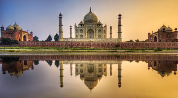 Картинка farewell india the taj mahal города тадж махал индия красота дворец водоам