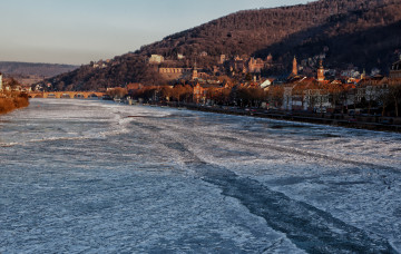 Картинка heidelberg frozen города гейдельберг германия здания мост гордские лед река