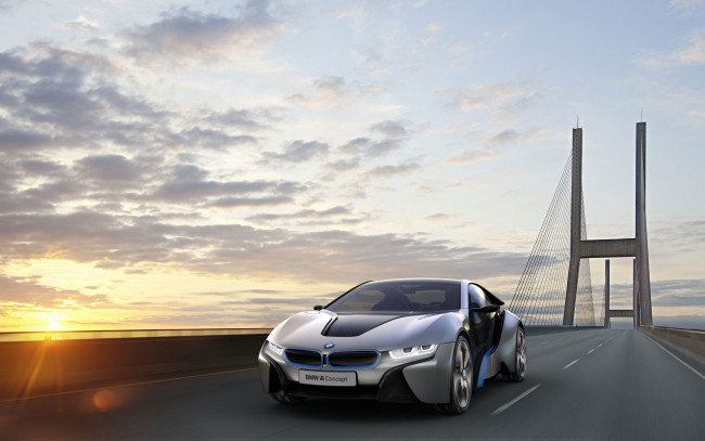 Обои картинки фото bmw, i8, автомобили, концепт, бмв, мост, дорога