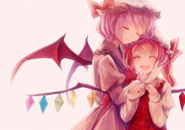 Обои картинки фото аниме, touhou, flandre, scarlet, remilia