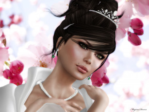 Картинка 3д графика portraits портрет девушка цветы