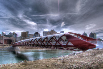 Картинка peace bridge calgary alberta canada города мосты bow river мост мира калгари альберта канада река боу