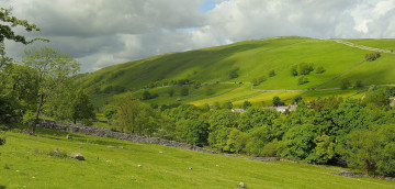 Картинка kettlewell england природа поля англия деревья пастбище пейзаж