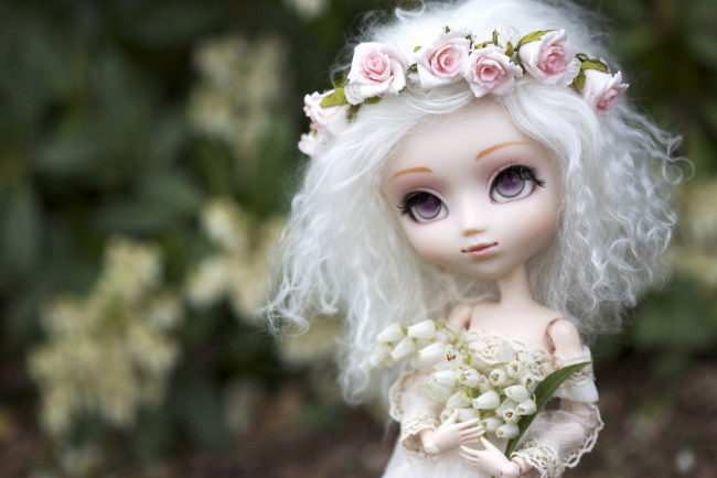 Обои картинки фото разное, игрушки, кукла, венок