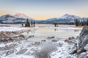 Картинка природа пейзажи флорида деревья сша горы снег река