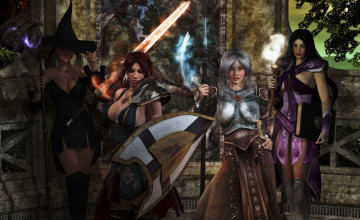 Картинка 3д+графика фантазия+ fantasy оружие магия взгляд девушки