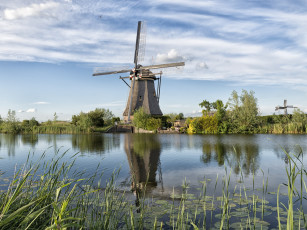 Картинка разное мельницы ветряк река