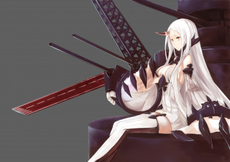 Картинка аниме kantai+collection seaport hime девушка арт yan wen zi kantai collection рог