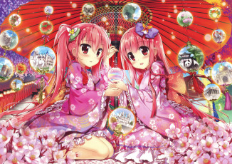 Картинка аниме unknown +другое зонт девочки арт fujima takuya