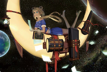 Картинка аниме vocaloid china luo tianyi jiaoshouwen арт ночь девушка месяц