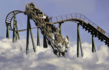 Картинка разное карусели +качели +аттракционы горки американские