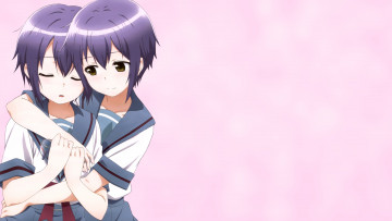 Картинка аниме the+melancholy+of+haruhi+suzumiya девочки фон арт nagato yuki