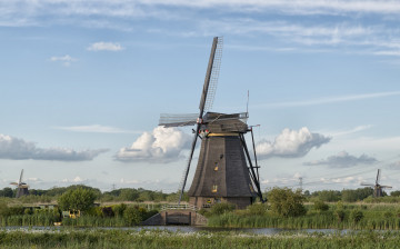 Картинка разное мельницы ветряк река