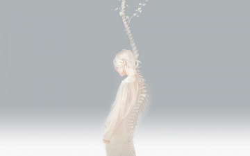 Картинка аниме unknown +другое белый ветки скелет спина re парень art