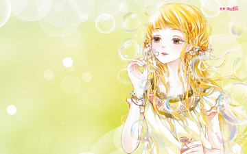 Картинка аниме unknown +другое девушка взгляд фон пузырки